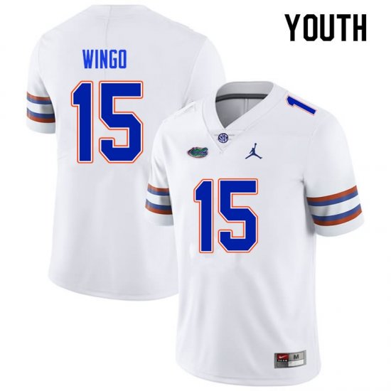 Youth Florida Gators #15 Derek Wingo NCAA Nike White Authentic Stitched College Football Jersey MED1562XF